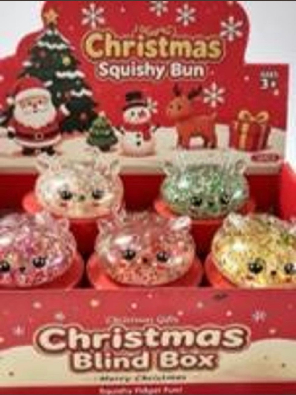 Christmas Squishy Bun Plush Toy - Glitter Pink, Green, Gold